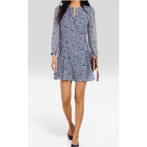 VINEYARD VINES | NWT Silk Snowflake Geo Shirt Dress in Deep Bay, Size 2